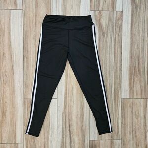 Kids Black Leggings with White Stripes